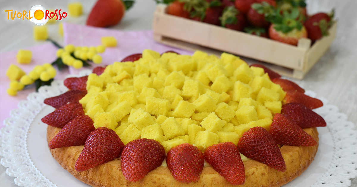 Crostata morbida mimosa con crema e fragole ricetta